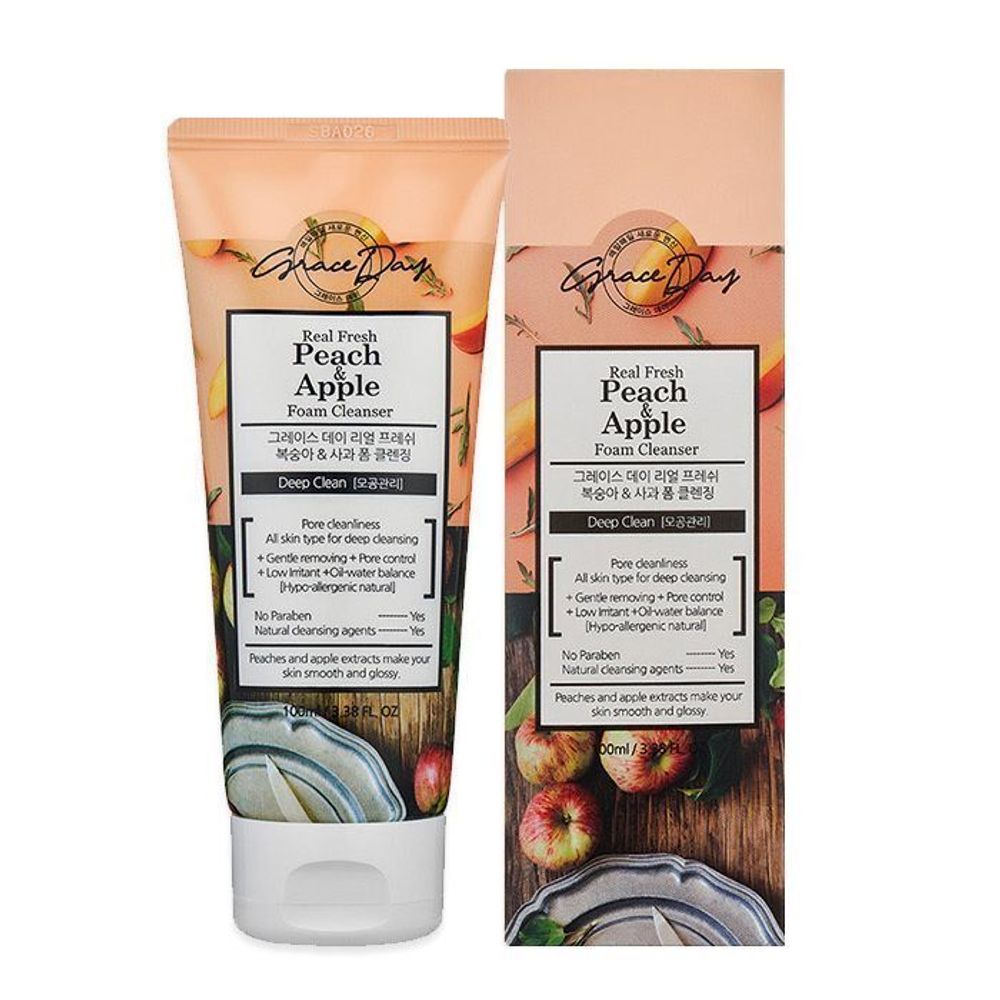 Пенка для умывания &quot;Персик и Яблоко&quot;, 100мл KR/ GRACEDAY REAL FRESH PEACH &amp; APPLE FOAM CLEANSING/