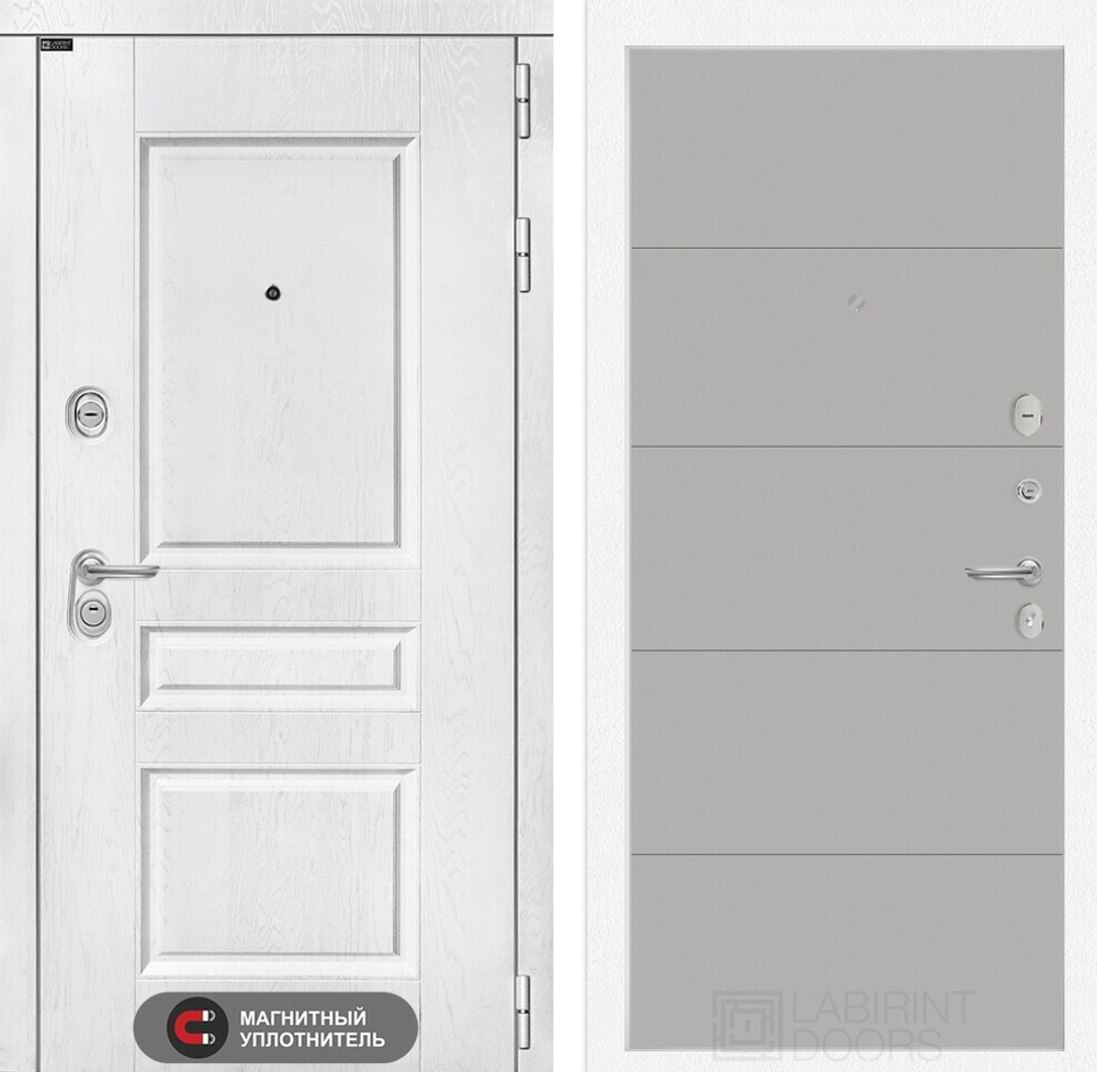 Входная металлическая дверь VERSAL (Версаль) Альберо браш серебро / 13 Грей софт