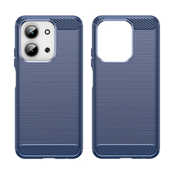 Чехол синего цвета на Xiaomi Redmi 15C 4G, серия Carbon (дизайн под карбон) от Caseport