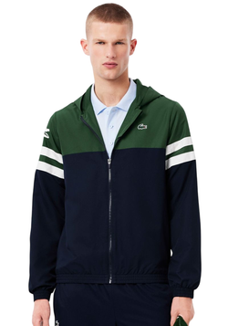 Мужская теннисная кофта Lacoste Tennis Water-Repellent Hooded - navy blue/green