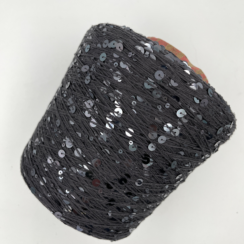 Королевские пайетки (3 и 6 мм), хлопок 100%, 330 м в 100 г ,антрацит