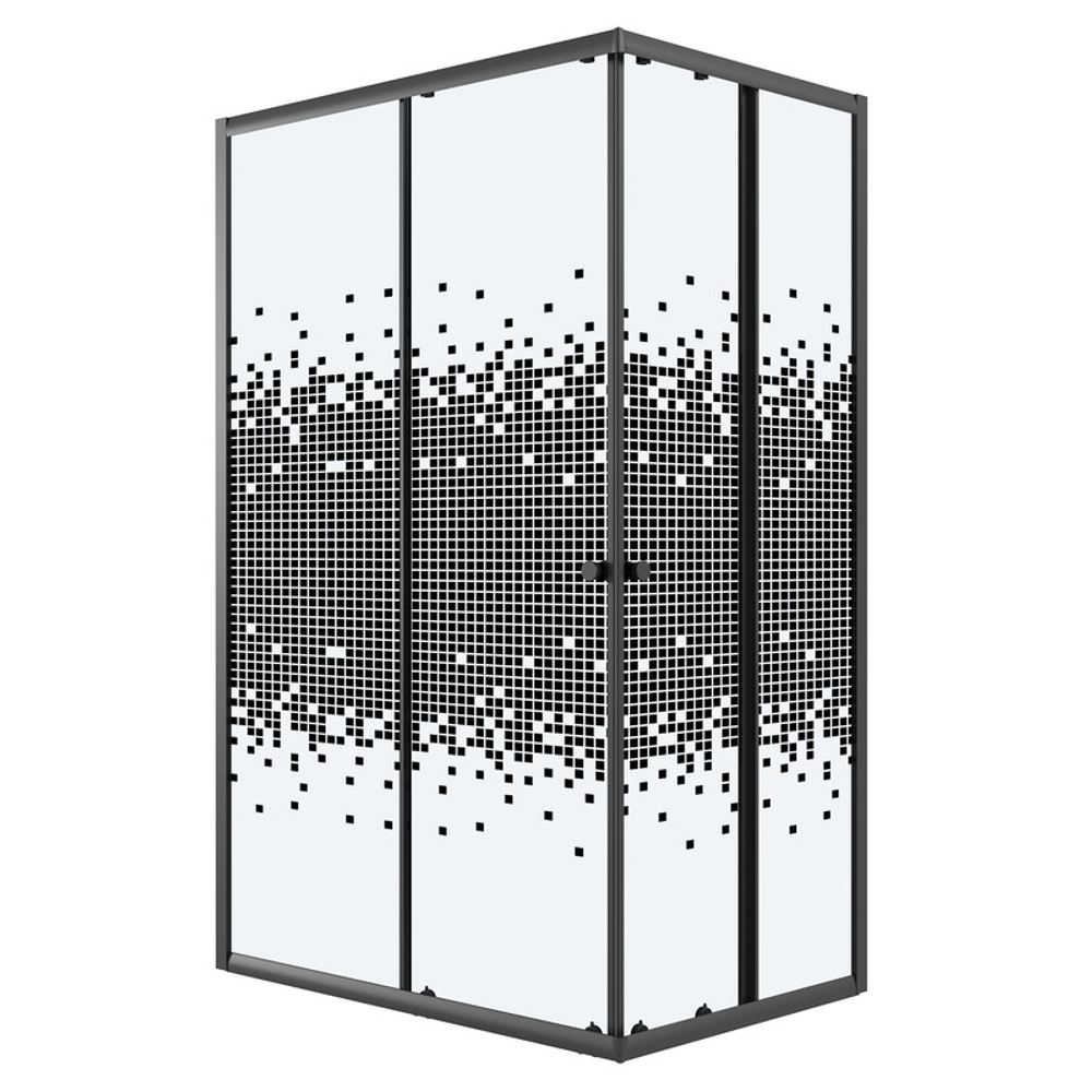 Душевое ограждение Niagara Eco NG-1018-14QBLACK (100х80х190) прямоугольник,раздвижное,черный,стекло мозаика,1 место