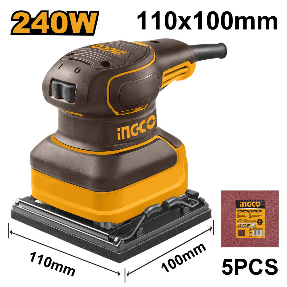 Шлифовальная машина вибрационная INGCO PS2416 INDUSTRIAL 240 Вт 110х100 мм