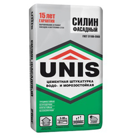 Штукатурка цементная Юнис Силин фасадный серый 25 кг