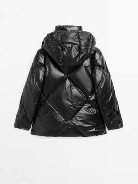 Massimo Dutti Стеганая куртка с водоотталкивающей пропиткой, черный