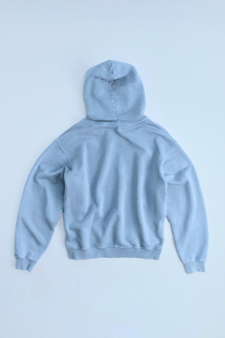 ZARA ХУДИ ИЗ ТКАНИ С ЭФФЕКТОМ ПОТЕРТОСТИ С КАПЮШОНОМ, СИНИЙ