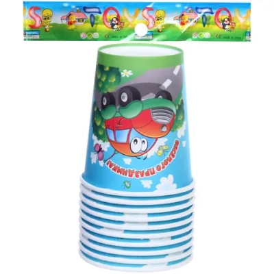 Стакан бумажный 0,2л в наборе 10 шт «Веселая машинка»