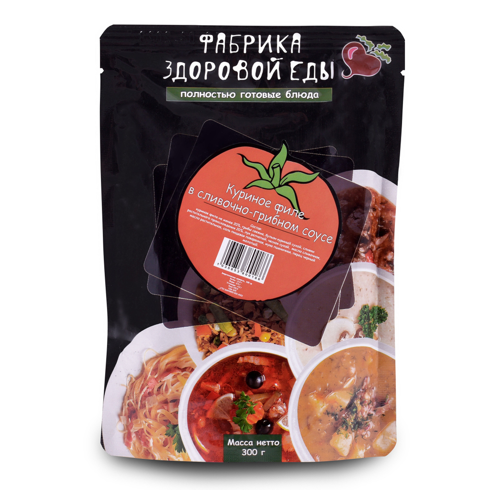 Фабрика здоровой еды. Куриное филе в сливочно - грибном соусе 4шт*300г 1,2кг