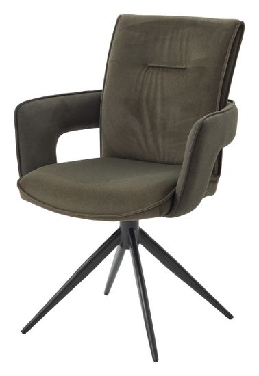 Стул KINNET 360 град. поворот. MOHAIR-353 / CASTEL-39 Зеленый,ткань/ Тем.-серый каркас