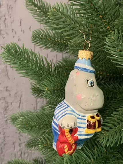 Елочное украшение Бегемот-моряк, стекло, Витус (46444)