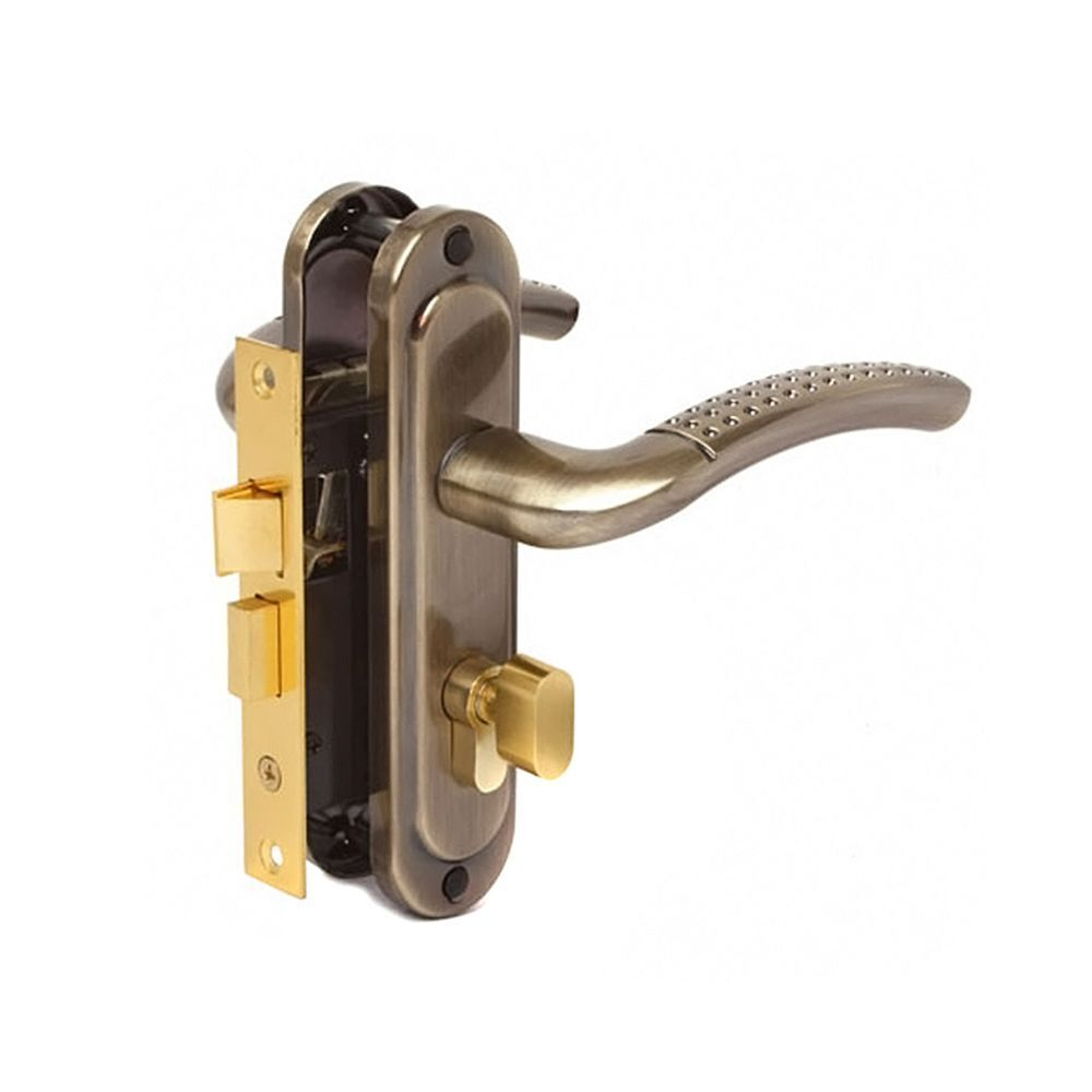 Замок врезной Avers, 0827/60-C-AB, ручка в комплект, цилиндровый, бронз