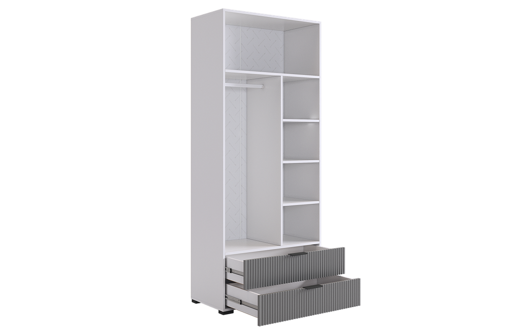 Шкаф двухдверный "Зефир" 120.01,(Белое дерево/Серый (эмаль), 800*422*1900