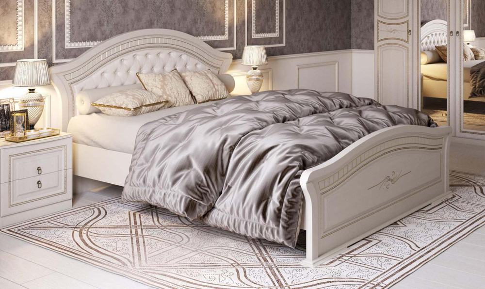 Кровать 1600 Николь Ясень жемчужный / Ваниль