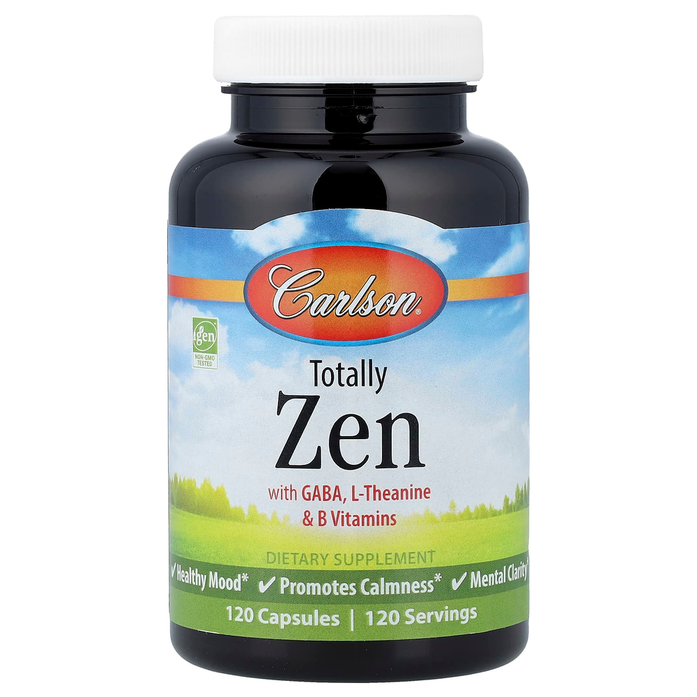 Carlson, Totally Zen с ГАМК, L-теанином и витаминами группы B, 120 капсул