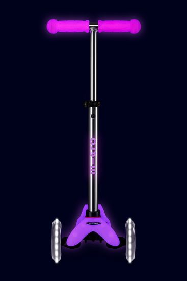 Самокат Mini Micro Deluxe Glow (светящийся) LED морозный розовый