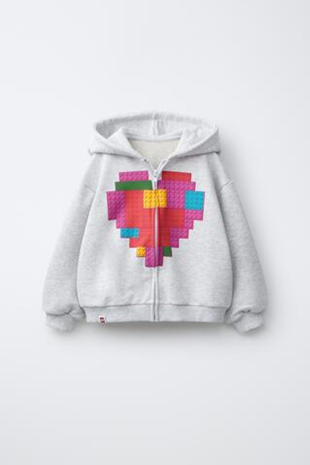 ZARA ТОЛСТОВКА НА МОЛНИИ LEGO®, СЕРЫЙ МЕЛАНЖ