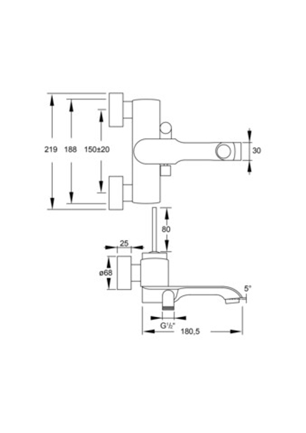 Steinberg Серия 220 Смеситель однорычажный для ванны/душа с керамическим картриджем Джойстик, с переключателем, с защитой от обратного потока, хром 220 1100
