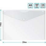 Папка-конверт на кнопке Бюрократ, А5, 180 мкм, прозрачная