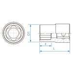 KING TONY (9AW4901) Головка специальная торцевая 1/2", RIBE M12S, для двигателя Nissan