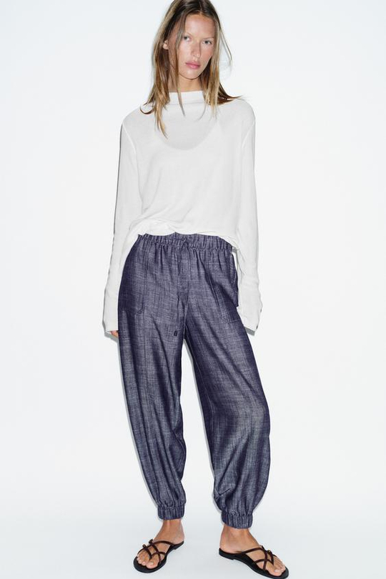 ZARA ДЖОГГЕРЫ С МАНЖЕТАМИ, ИНДИГО