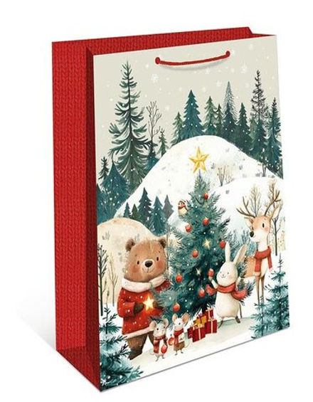 Пакет подар. бум. новогодн. 33*42*10см 157гр/м Зверята