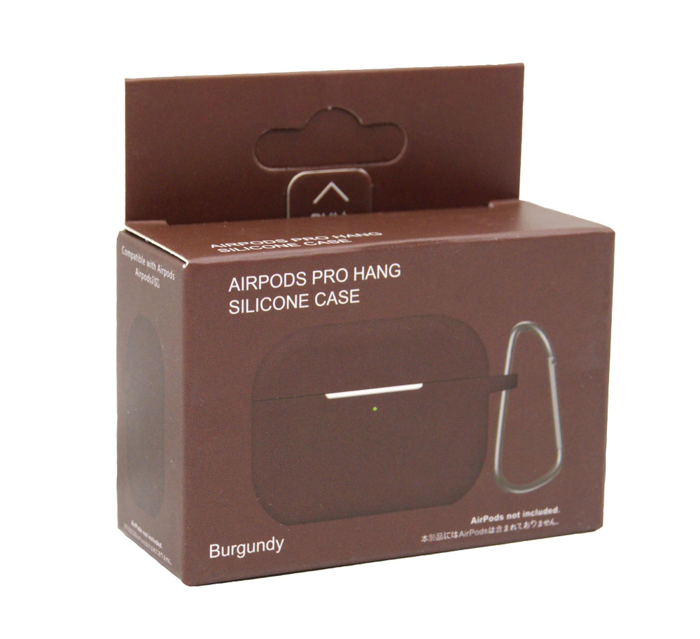 Чехол для AirPods Pro Hang Silicone SL (Burgundy) с карабином