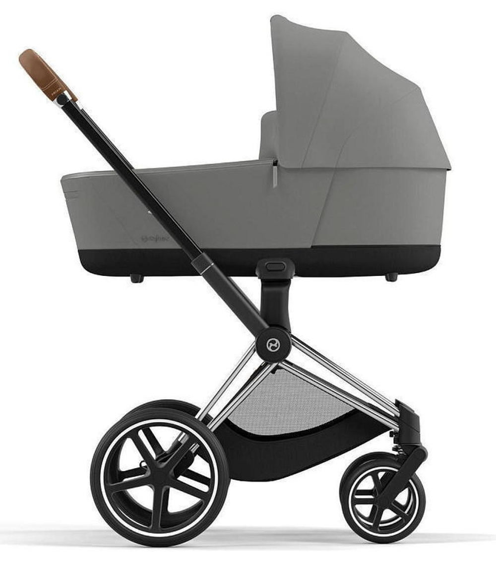 Коляска Cybex Priam IV Chrome Brown complete Aton S2 Ocean Blue Base One 4 в 1 Mirage Grey