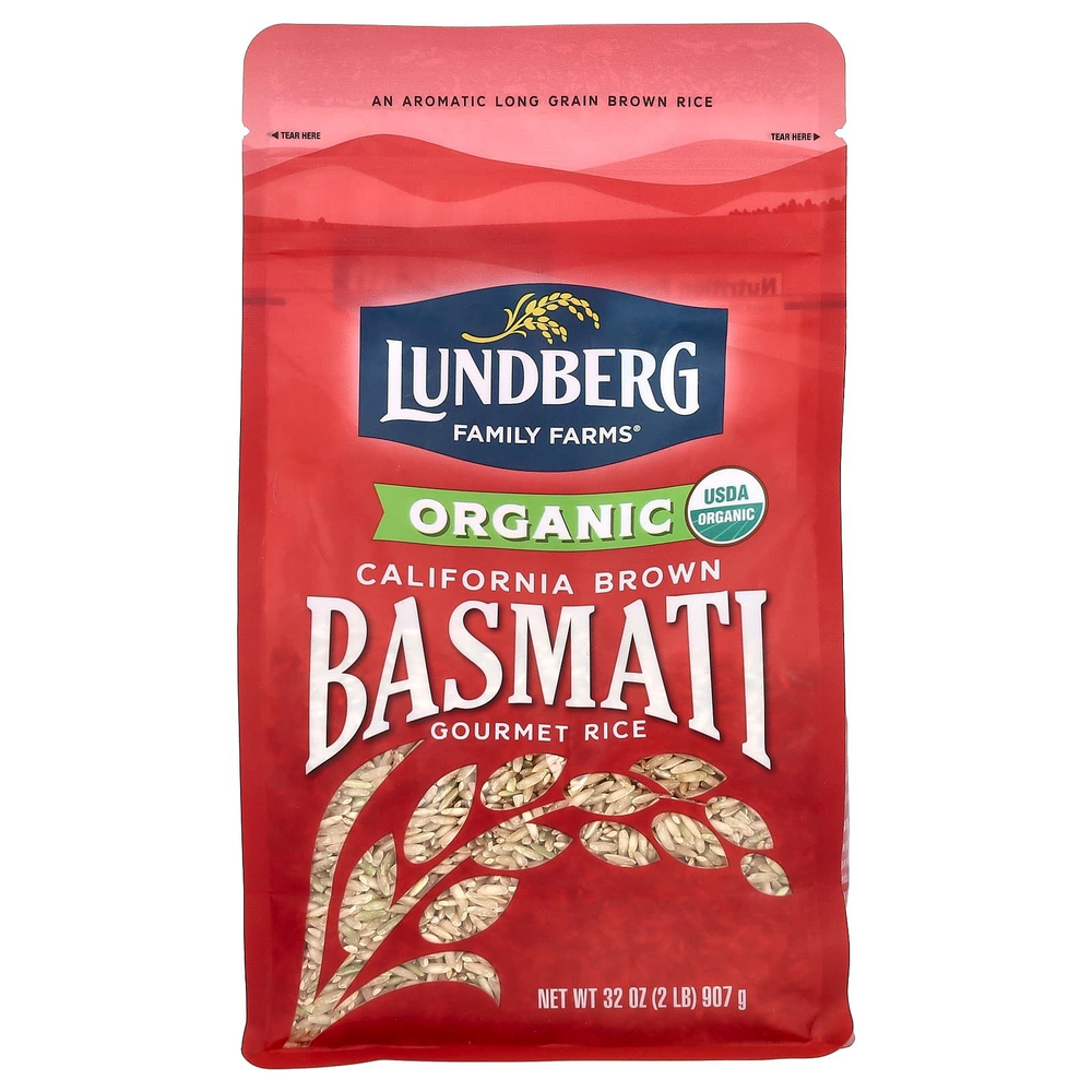 Lundberg, органический калифорнийский коричневый рис басмати, 907 г (2 фунта)