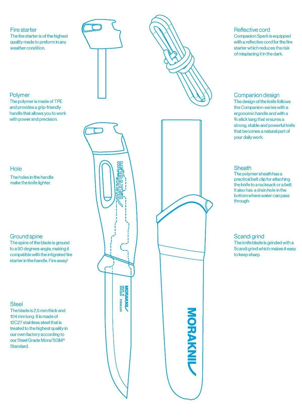 Нож Morakniv Companion Spark (S) Blue, арт. 13572