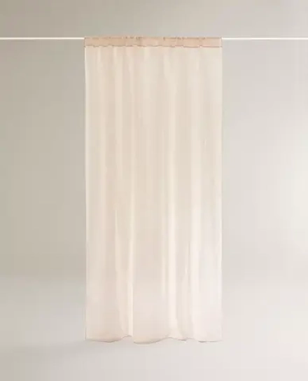 ZARA HOME ШТОРА ИЗ ПОЛУПРОЗРАЧНОЙ ТКАНИ, СВЕТЛО-БЕЖЕВЫЙ