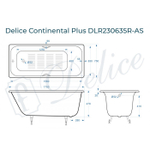 Ванна чугунная Delice Continental PLUS 170х75 с отверстиями под ручки и антискользящим покрытием DLR230635R-AS