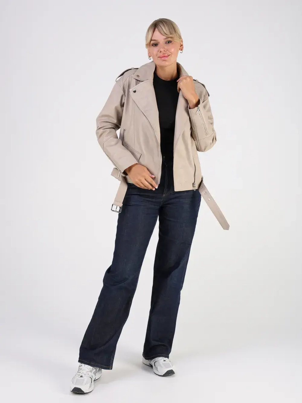 Кожаная куртка демисезонная косуха оверсайз