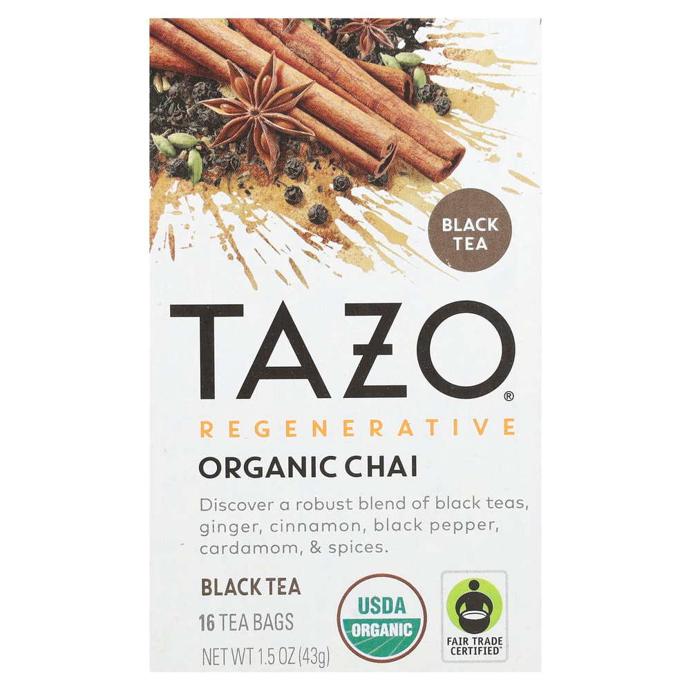 TAZO, Regenerative, органический чай, черный чай, 16 чайных пакетиков, 43 г (1,5 унции)