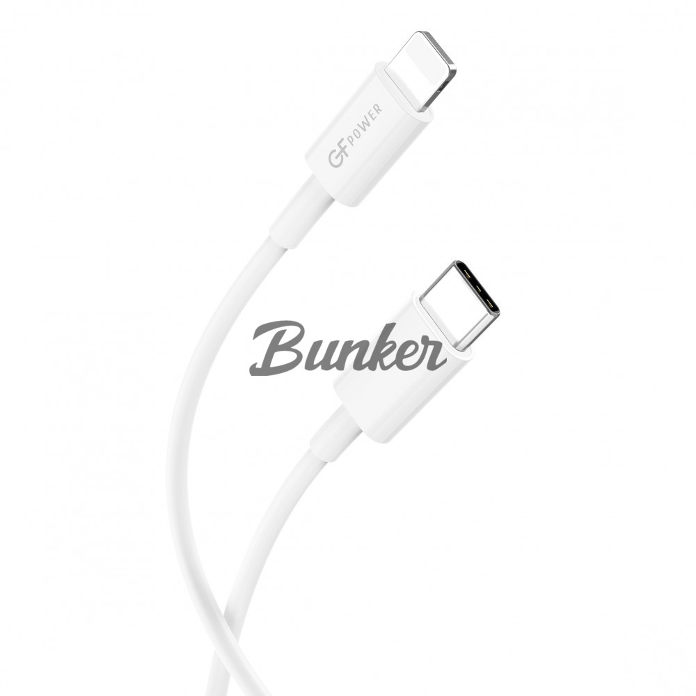 Кабель Type-C-8-pin GFPoWeR PD10L, 1м, белый ПВХ