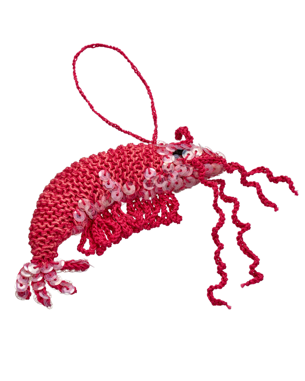 подвеска вязанная креветка