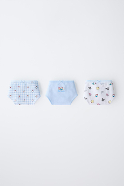 ZARA НАБОР ИЗ ТРЕХ ТРУСОВ С ПРИНТОМ HELLO KITTY AND FRIENDS © SANRIO, СИНИЙ