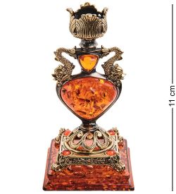 Народные промыслы AM-3047 Подсвечник «Индийский» (латунь, янтарь)