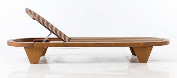 Шезлонг Spain, массив ироко, голубой матрас