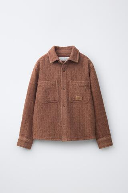 ZARA КУРТКА-РУБАШКА С КАРМАНАМИ, ТЕРРАКОТОВЫЙ