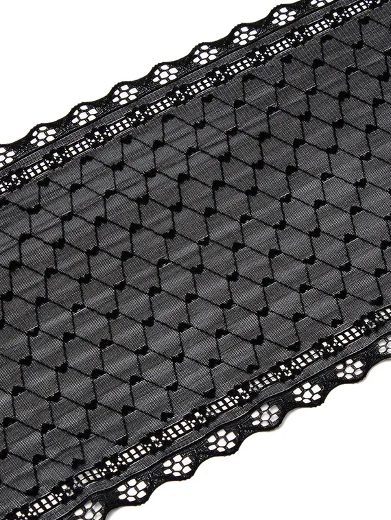 03-279 Кружево эластичное 15,5 см, сеточка, черный 170