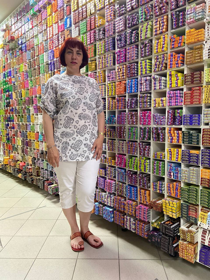 Блузка Индийские огурцы", Хлопок, цвет черный белый