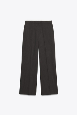 ZARA ПРЯМЫЕ БРЮКИ С ДВОЙНЫМ ПОЯСОМ, ТЕМНО-СЕРЫЙ