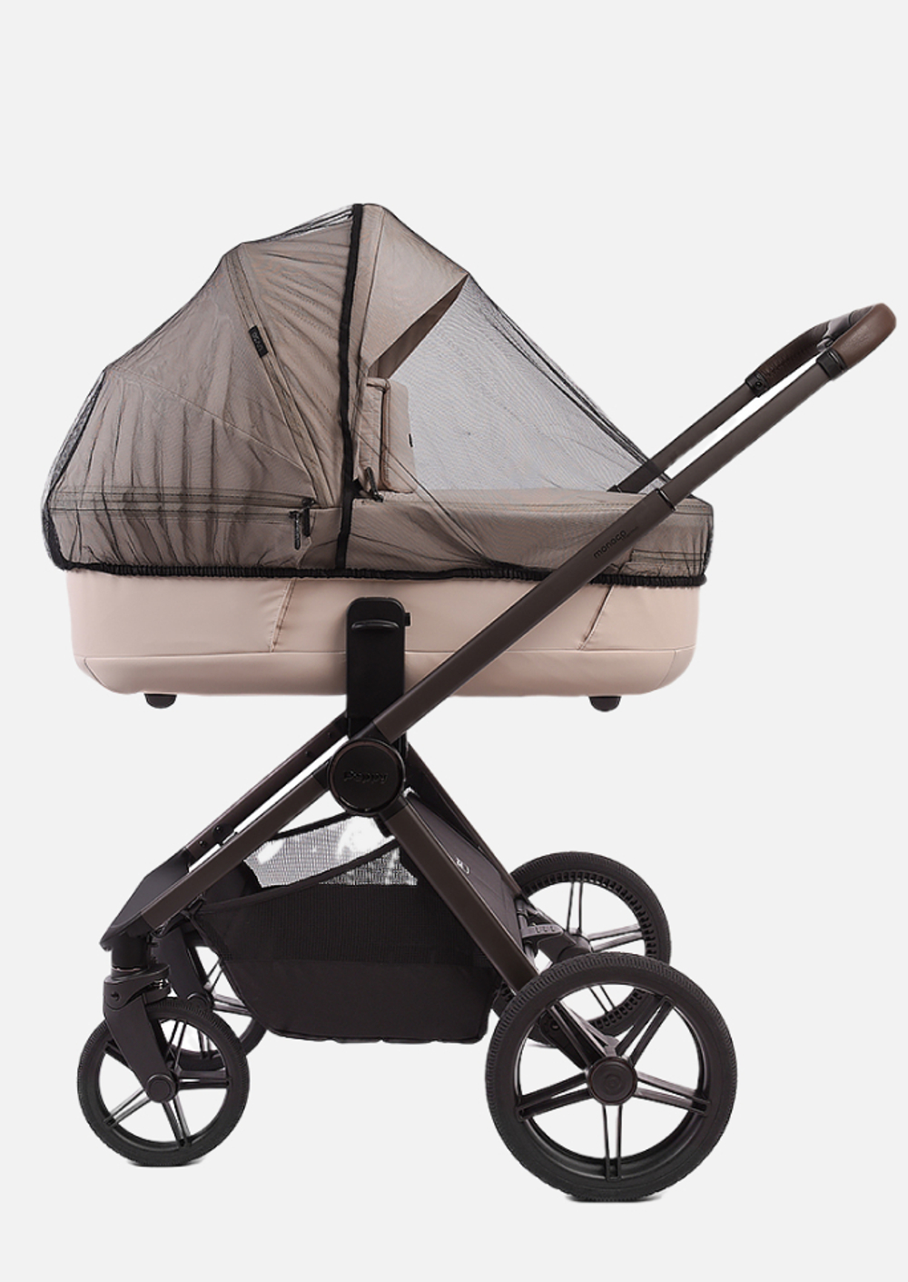 Peppy Коляска детская Monaco thermo 2 в 1 Beige (бежевый), рама серо-коричневая