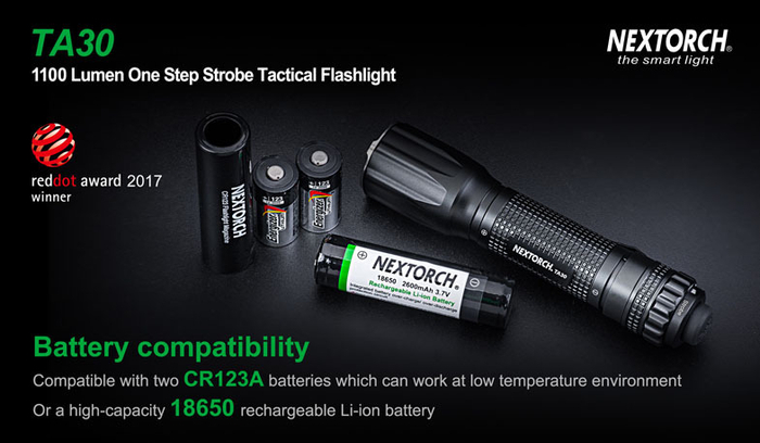 Фонарь Nextorch TA30 тактический, 1300 люмен, моментальный стробоскоп (TA30)