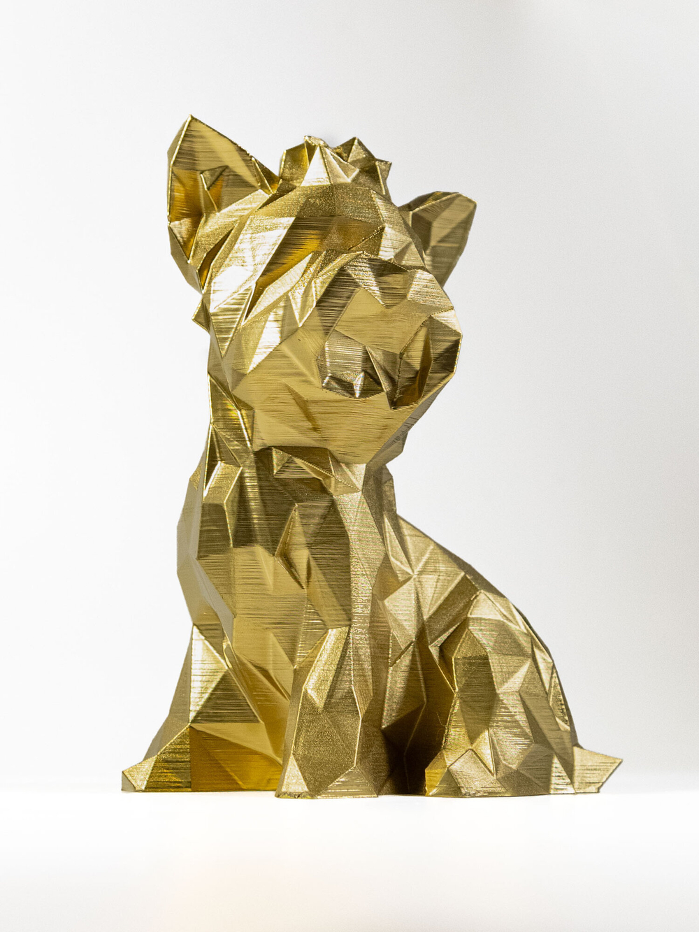 Статуэтка собаки породы Йорк (York dog) полигональная 210мм, 3D печать, золотой