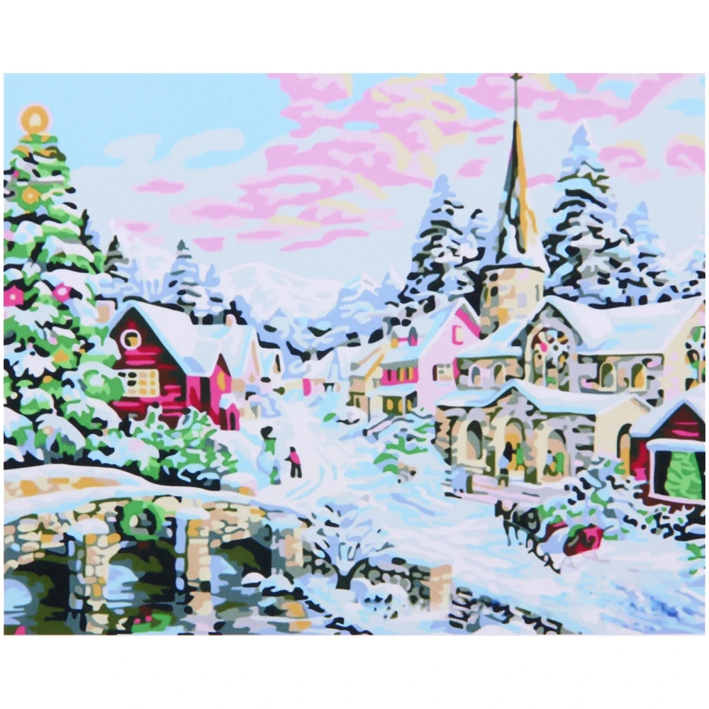 Алмазная мозаика на подрамнике с полным заполнением «МИР ЯРКИХ КРАСОК», зимняя сказка, 30*40 см