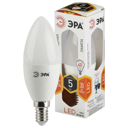 Лампочка светодиодная ЭРА STD LED B35-5W-827-E14 E14 / Е14 5Вт свеча теплый белый свет