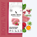 Bowl wow корм сухой для щенков средних пород с индейкой, рисом и клюквой