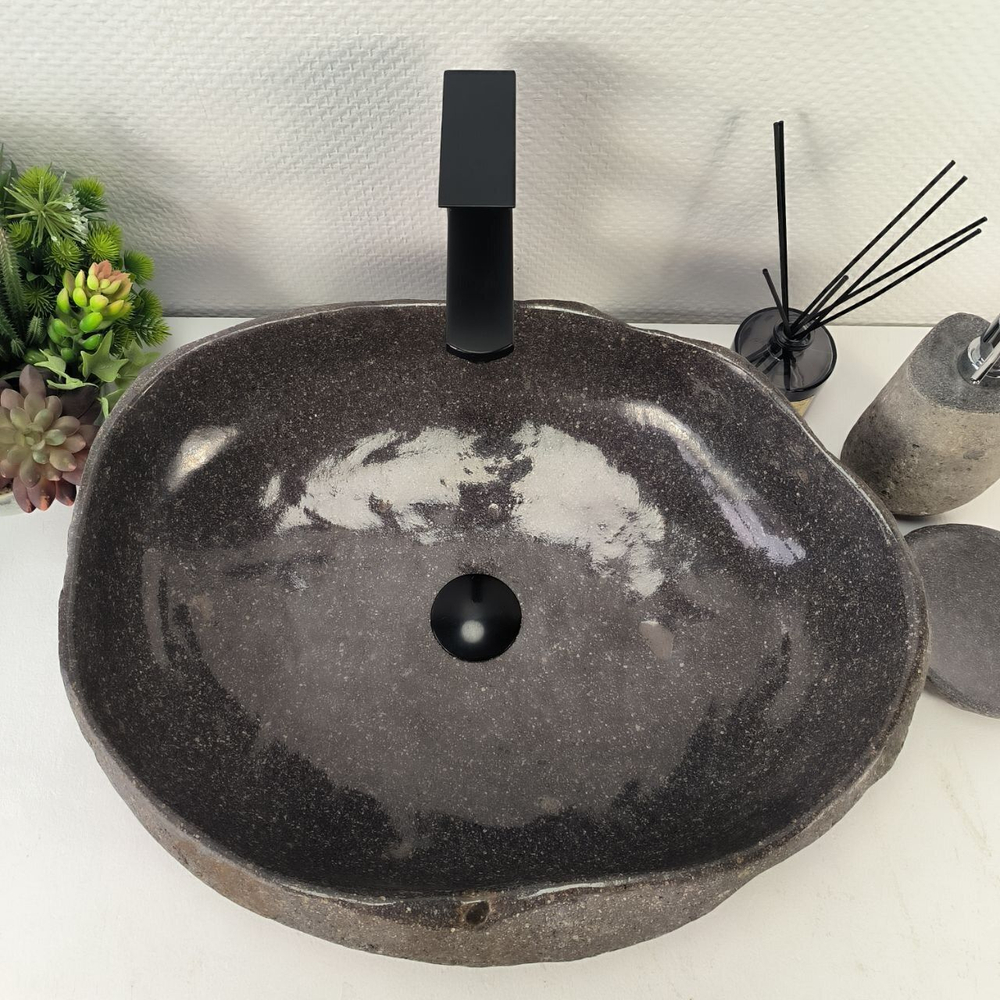 Каменная раковина из речного камня RS-05172 (55*43*14) 0862 из натурального камня