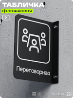 Табличка Переговорная флажковая на стену, двусторонняя с крепежом, 19 х 25 см, для офиса, кафе, ресторана, серия COSMO, Айдентика Технолоджи